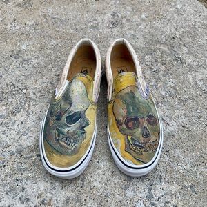 Vans Van Gogh Slip On Van Gogh Museum Skull of a Skeleton Mens 7.5 Womens 9